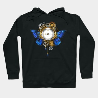 Steampunk Antique Clock with Morpho Butterfly Wings Hoodie